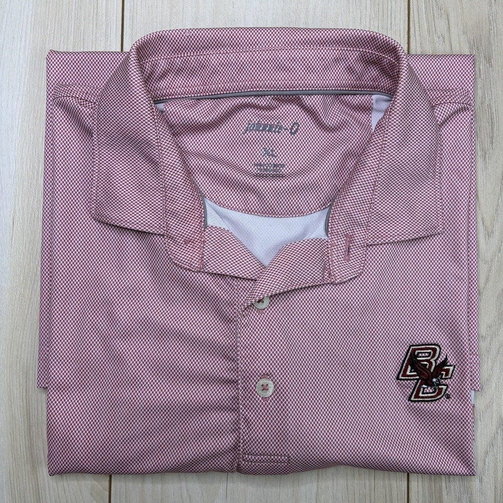 Johnnie-O BOSTON COLLEGE Performance Polo Shirt Mens XL RED Polka Dot